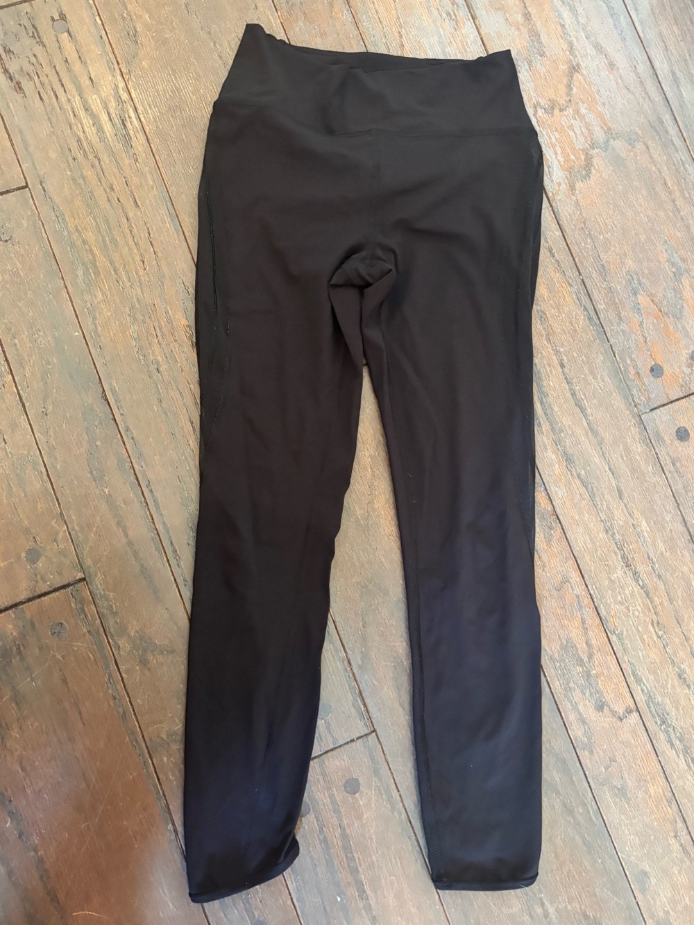 Lululemon Black High-Waist Active Crop Leggings with Sheer Panel Size 6